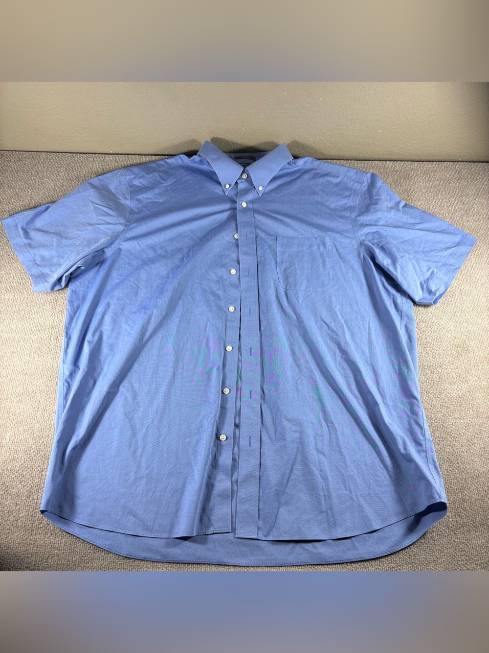 Eddie Bauer Short-Sleeve Button-Down Collar Shirt Light Blue Men's 2XL Tall